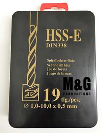 caixa preta do metal do revestimento do ouro dos bocados de broca do intermediário 19PCS e embalagem plástica de Rosa